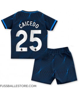 Günstige Chelsea Moises Caicedo #25 Auswärts Trikotsatzt Kinder 2023-24 Kurzarm (+ Kurze Hosen)